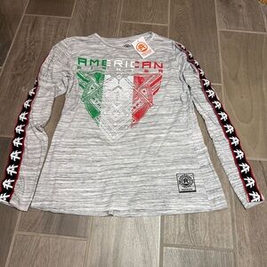 American Fighter Creekside Gray Long Sleeve Mexico Flag Graphic Size Large NWT
